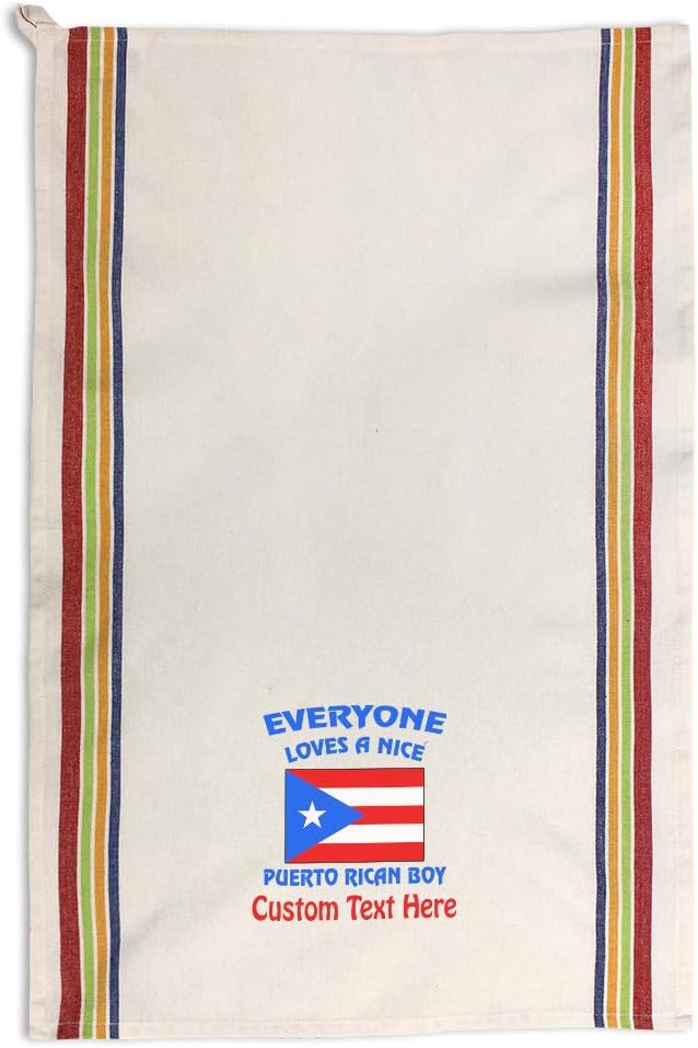 Custom Decor Kitchen Towels Everyone Loves Nice Puerto Rican Boy Countries Countries Everyone Loves A Nice Cleaning Supplies Dish Towels Multi Stripe Design Only