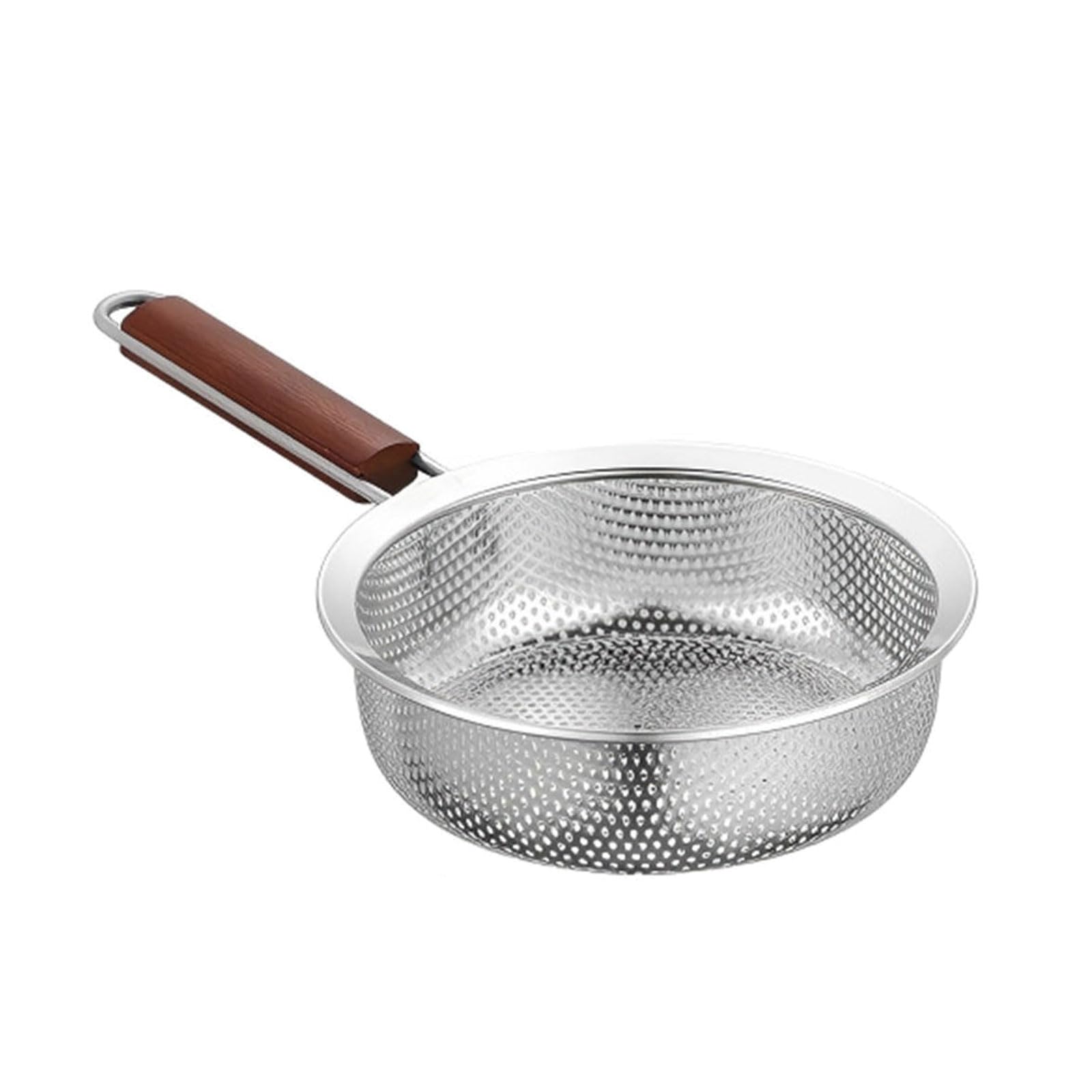 MALSSE Large Capacity Stainless Steel Strainer with Ergonomic Handle Suitable for Noodles Fruits and More Profound Fry Skimmer