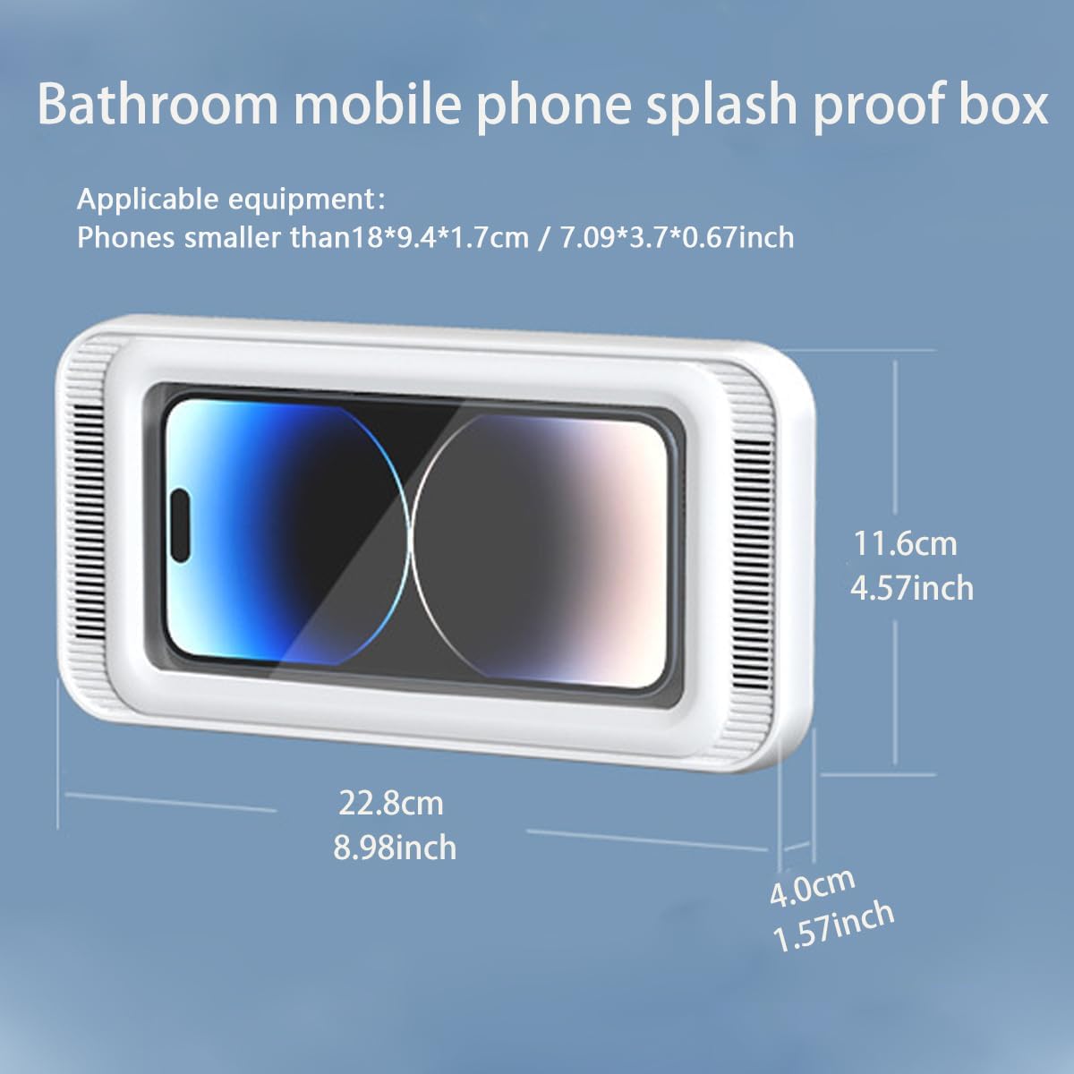 Funda impermeable y antivaho para baño con rotación de 360 grados (blanco)