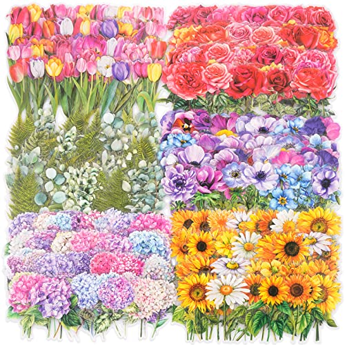 Knaid 600 Pieces Clear Flower Stickers Set, Transparent Floral Botanical Aesthetic Journaling Stickers For Nature Scrapbook Supplies Card Making Junk Journal Bullet Journal Planner Diy Crafts #TOP14