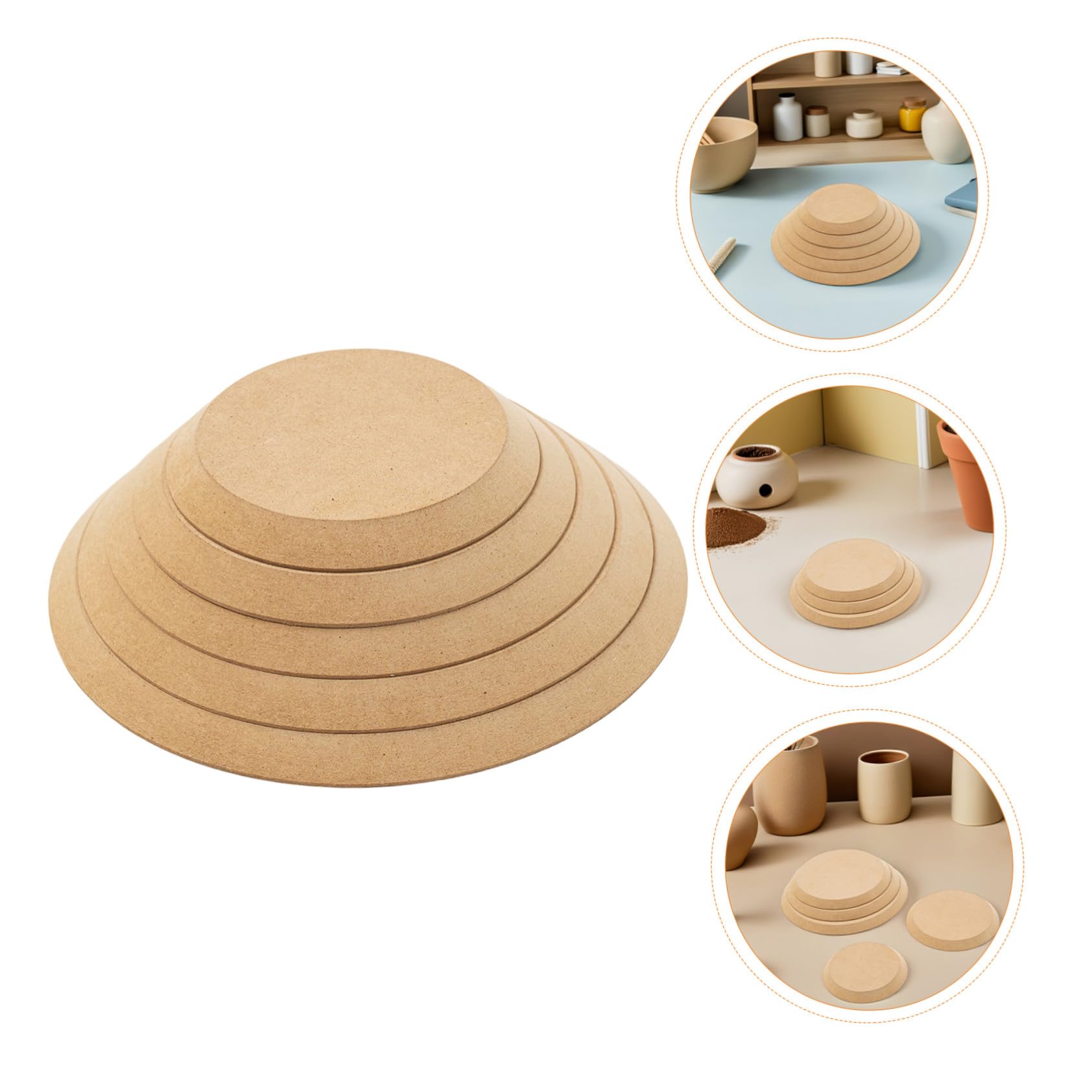 TOPBATHY Moule de Poterie Rond 5 Pièces en Céramique et Bois pour Modelage Argile, Outil de Formage Polyvalent, Usage Artisanal et Création Céramique, Adapté aux Artistes et Amateurs