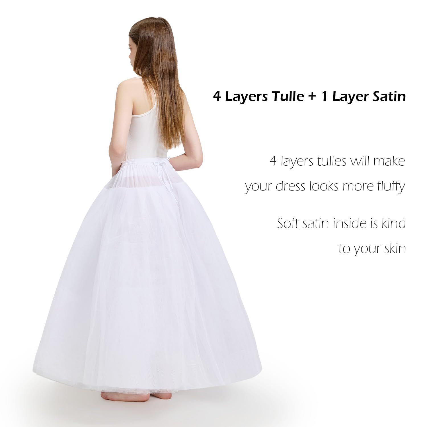 Aprildress Damska Halka Petticoat bez obręczy Krynolina pod spódnica do sukni ślubnych PL-PPT026