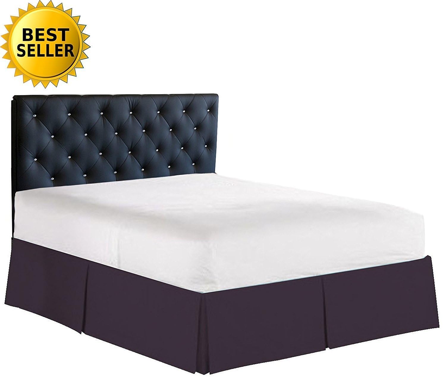 Elegance Linen Luxury 1500 Thread Count Wrinkle & Fade Resistant Egyptian Quality Bed Skirt / Dust Ruffle - Pleated Tailored 14inch Drop, King, Eggplant-Purple