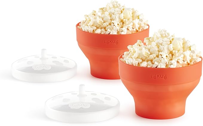 Lékué, Set Mni Pop Corn para Preparar Palomitas en microondas, Silicona, 2 unidades