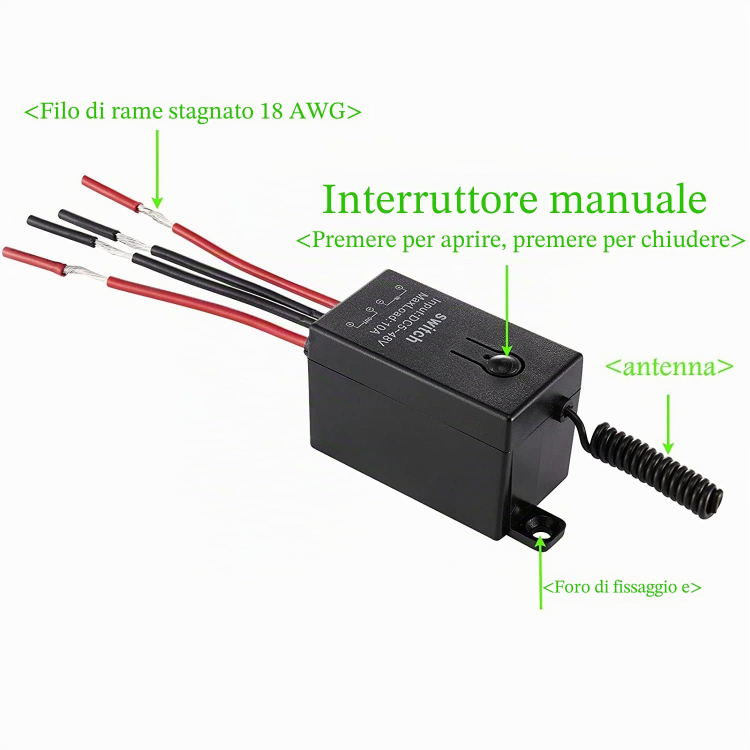 Interruttore Telecomando a 4 vie, AC 220 V/230 V/240 V, mini interruttore wireless con telecomando, relè wireless 10A, interruttore da parete con portata di 100 m per la casa