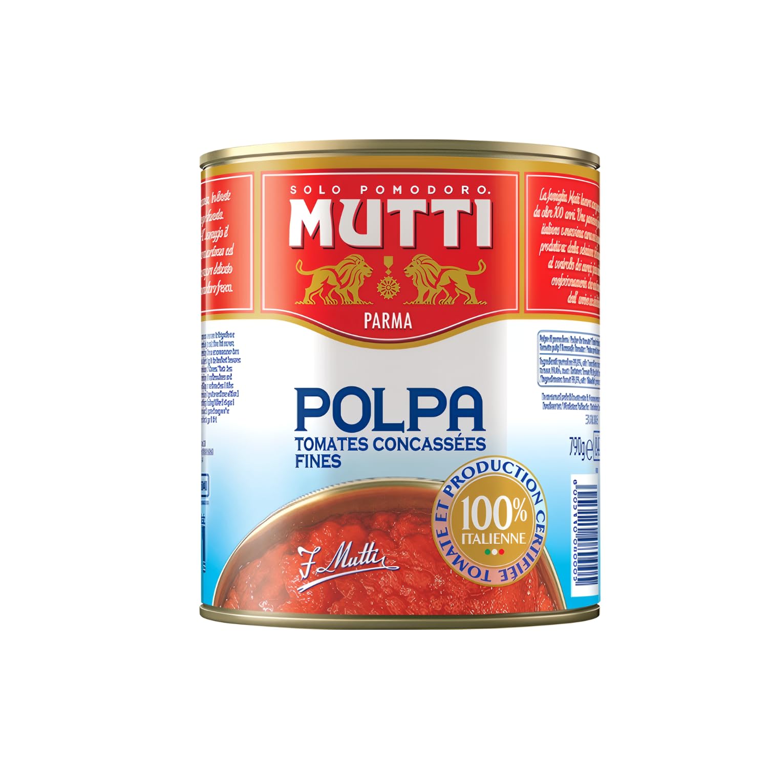 Tomates pelados triturados MUTTI – Pack de 6 latas de 790 g