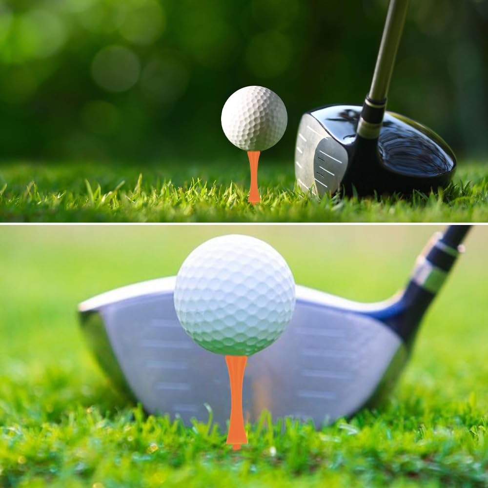 100 Stück Golf Tees Kunststoff für Driver 70mm - Premium Rosa Orange Castle Tee mit Abstufung, Witterungsresistent Langlebig, Golf Tee Set für Langschläger und Dauerhaftigkeit