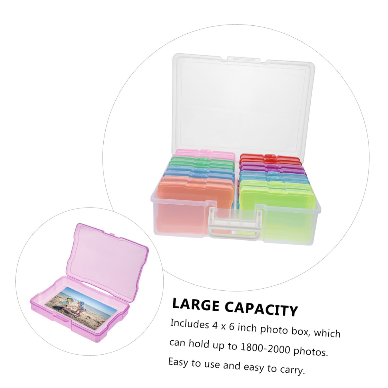 Caja de Manualidades para Fotos 4x6 Pulgadas Capacidad para 2000 Fotos Organizador Portátil de Pp para Almacenar y Guardar en Festivales y Oficina