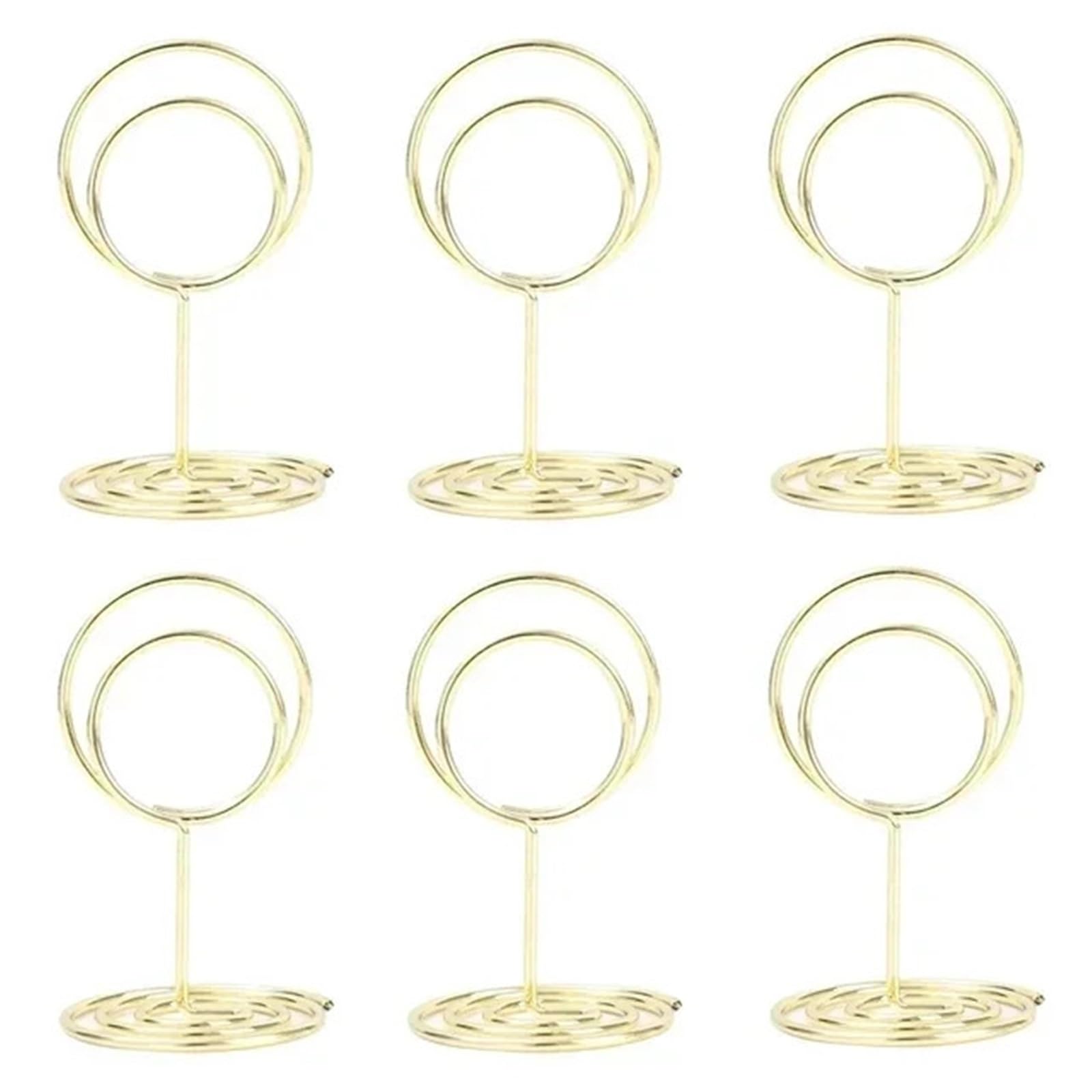 GOXQIT 24pcs Metal Place Card Holders Photo Clip Stands Wedding Table Number Name Sign Stand For Birthday Party Home Decor For Party(Round)