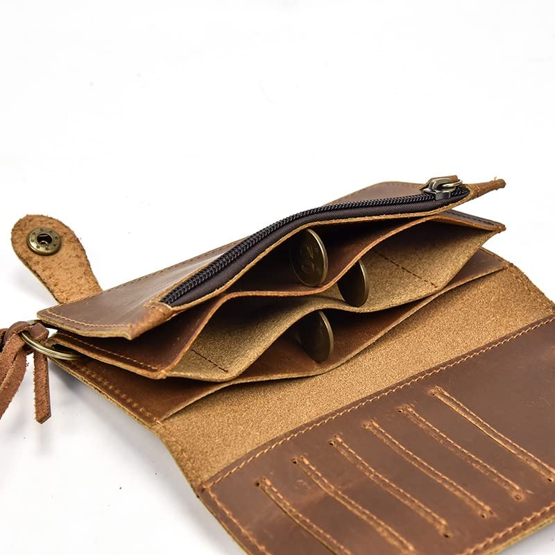 Vintage Hasp Large Capacity Horse Real Leather Man Bifold Purse Clutch Wallet chain3