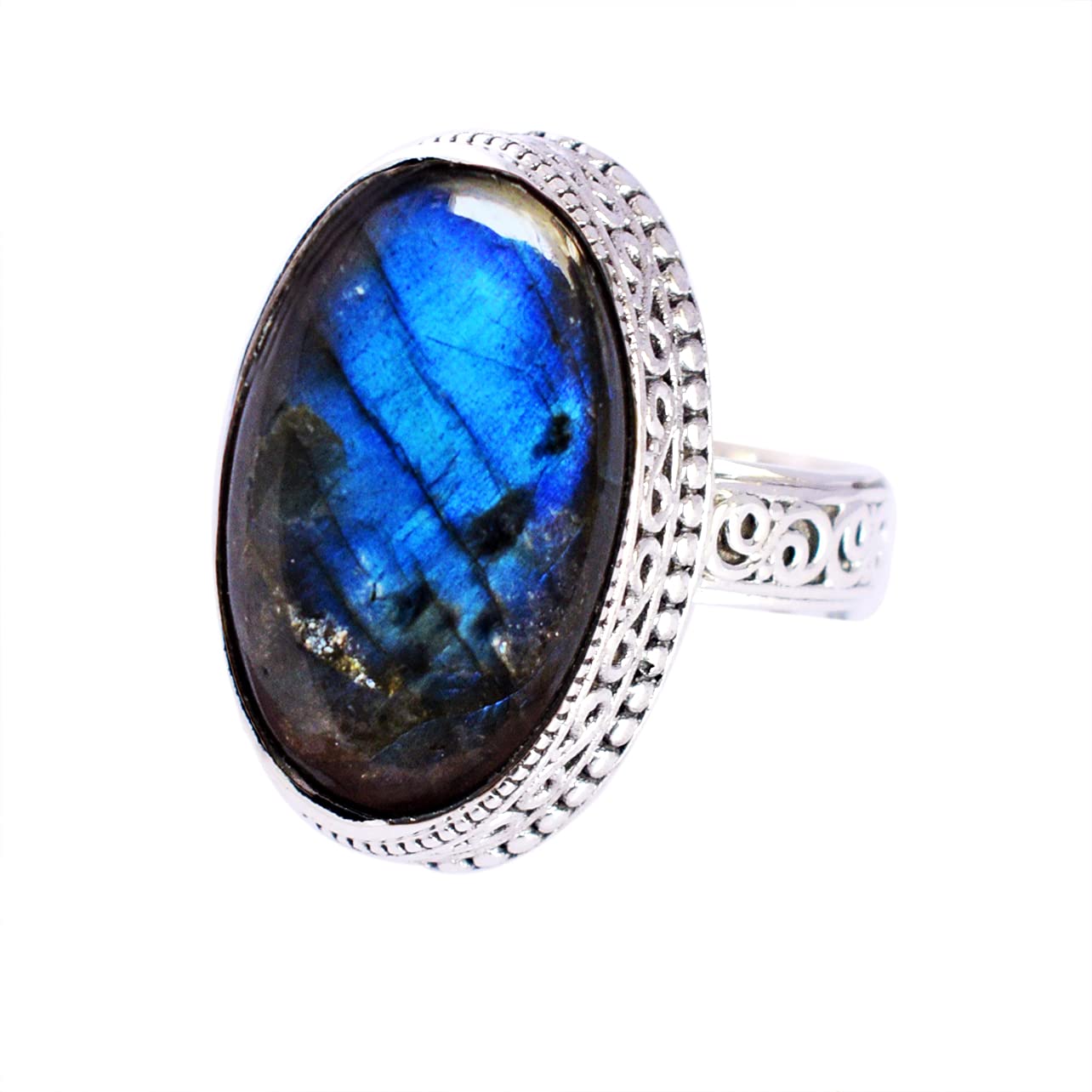 Bague labradorite véritable et argent sterling d'exception - 5