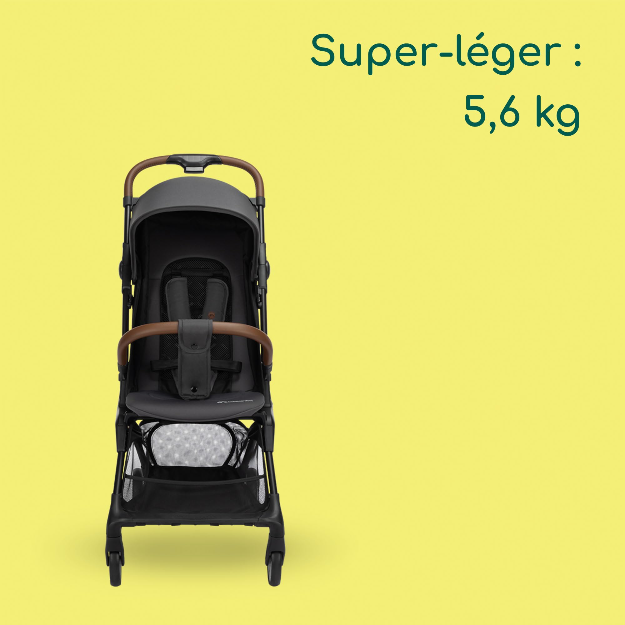 Bebeconfort Zephir, poussette bébé compacte, 0 à 4 ans (22 kg max.), poussette de voyage légère (5.6 kg), autorisée en bagage cabine, siège inclinable et position allongée, panier, Mineral Graphite