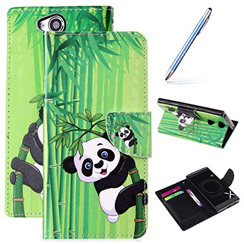 Robinsoni Case Compatible with Sony Xperia XA2 PU Leather Phone Case Folio Flip Wallet Cover with Kickstand Book Style Cover Magnetic Closure Notebook Cover Wallet Case for Sony Xperia XA2, Panda