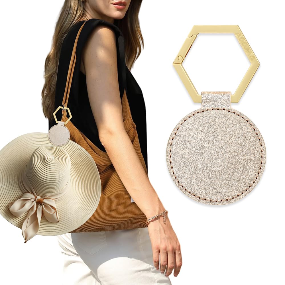 Aoomo Unisex Champagne Gold Magnetic Hat Clip For Traveling Handbag Backpack Luggage, Strong Magnetic Hat Holder Suitable For Sun Hat, Beach Hat, Baseball Cap (Champagne Gold)