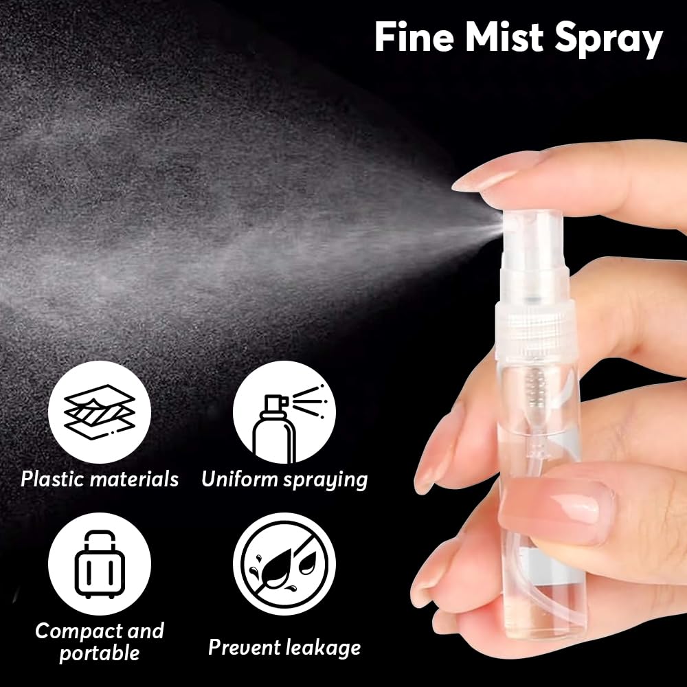 mizikuu 100 Pezzi 2ML Mini Flacone Spray, Riutilizzabile Bottigliette Spray Vuote in Plastica Profumo Atomizzatore di Profumo Bottiglia Campioni di Profumo per l'uso quotidiano e i viaggi