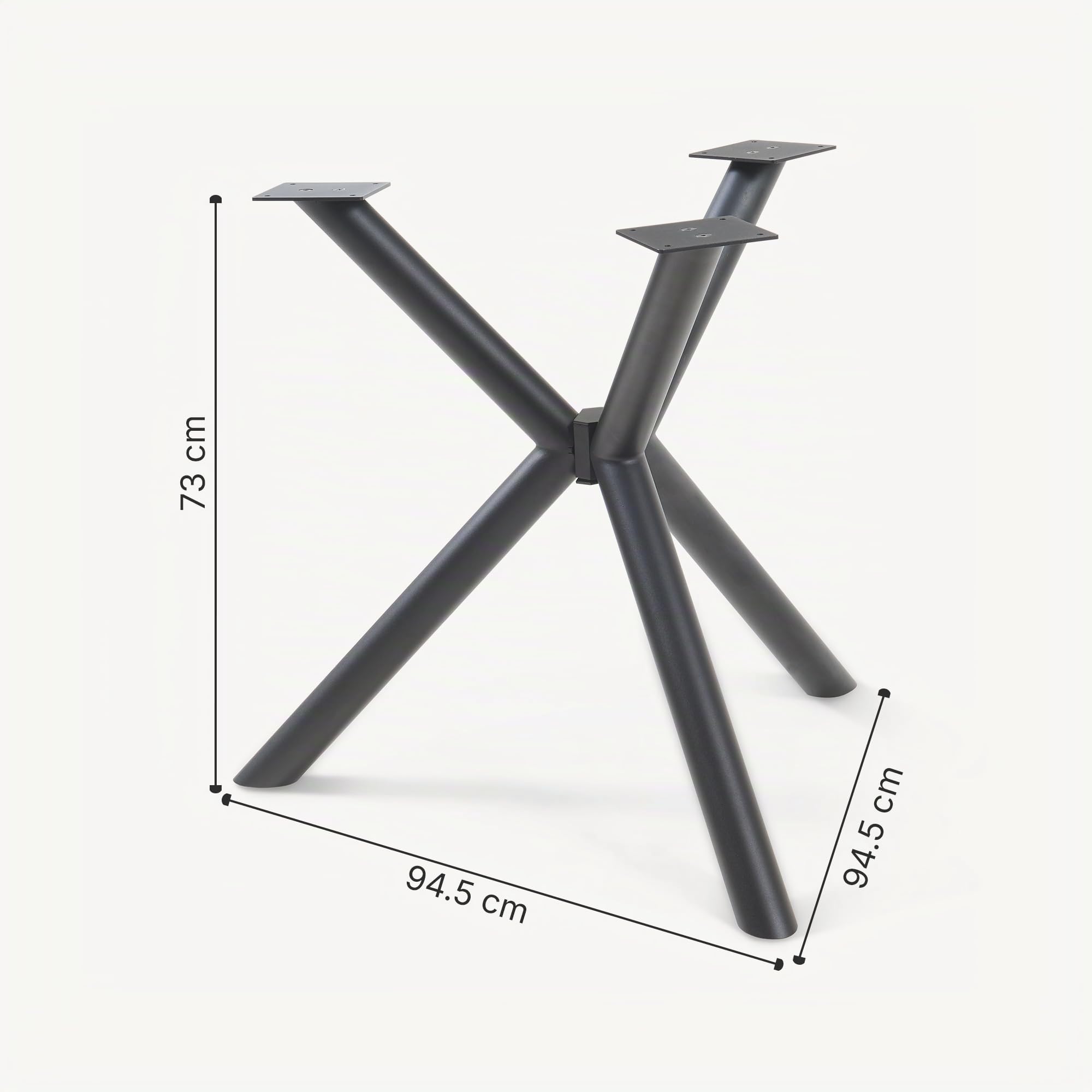 [en.casa] Telaio per Tavolo 'Fai da Te' a Forma di Ragno in Acciaio Struttura Base a Gambe Incrociate per Tavolo da Pranzo Scrivania 94,5 x 94,5 x 73 cm - Nero