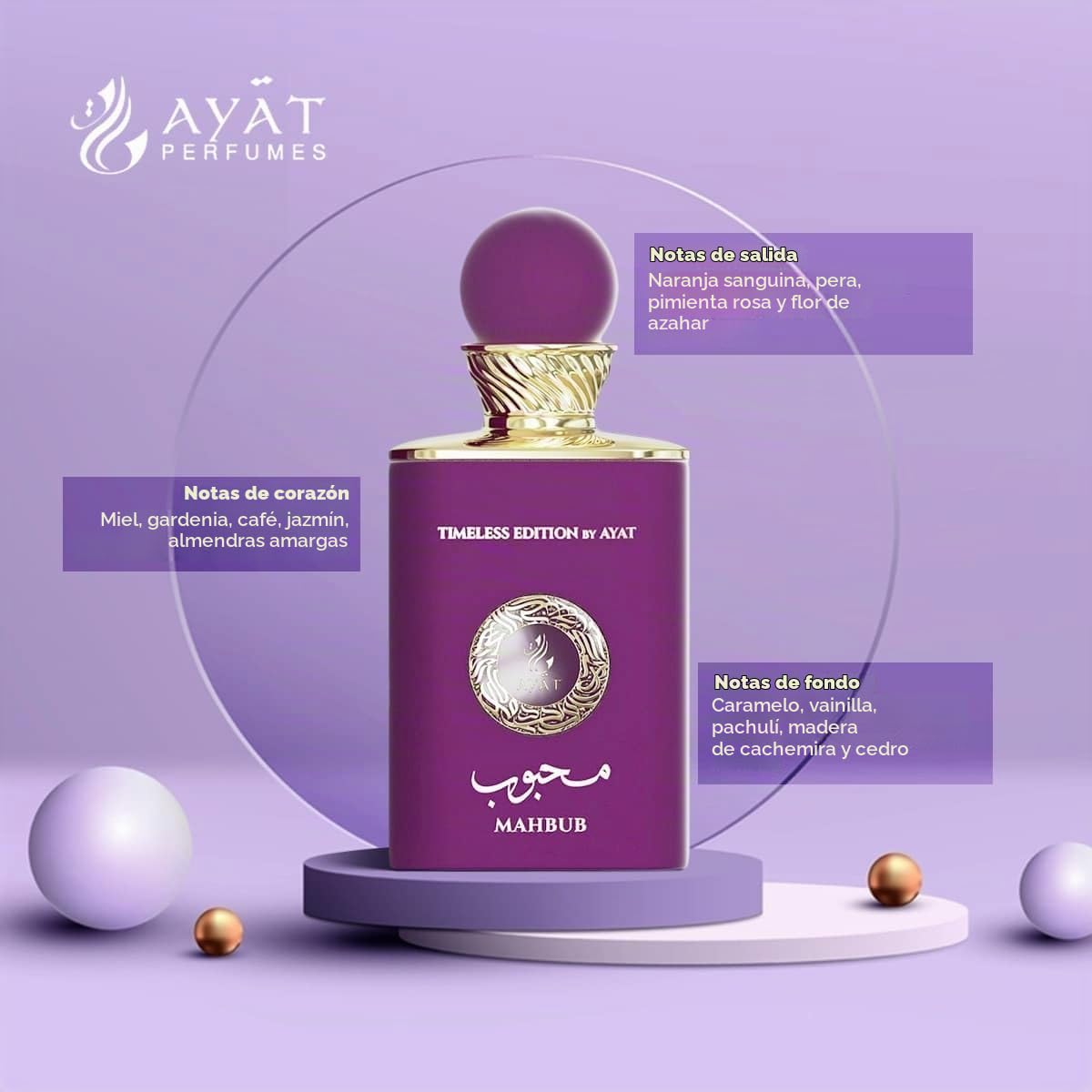 Ayat Perfumes - Eau De Parfum Timeless Edition 100ml - Fragancia Para Mujer De Dubai - Aroma Oriental Árabe Hecho y diseñado en los Emiratos Árabes Unidos - Ideal para Regalos (Mahbub)