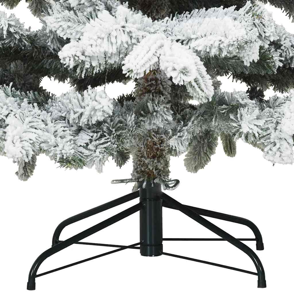 Moderno árbol de Navidad artificial plegable con nieve flocado blanco, 180 cm, PVC/PE para interior y exterior, base estable