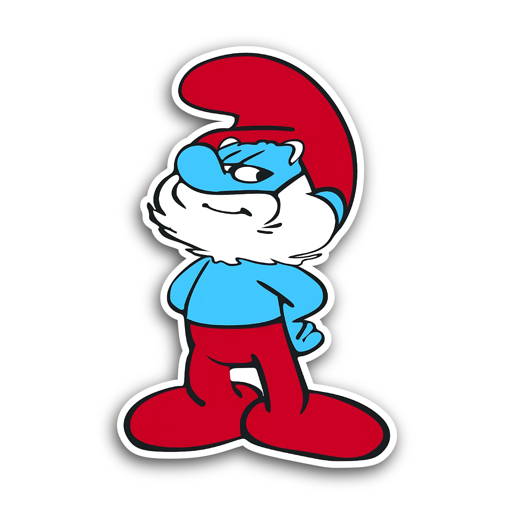 2 (Pieces) 3" and 5" Papa Smurf Sticker, Waterproof Vinyl Decals for Many Purpose Like Cars, Trucks, Laptops, Phones, Windows and More