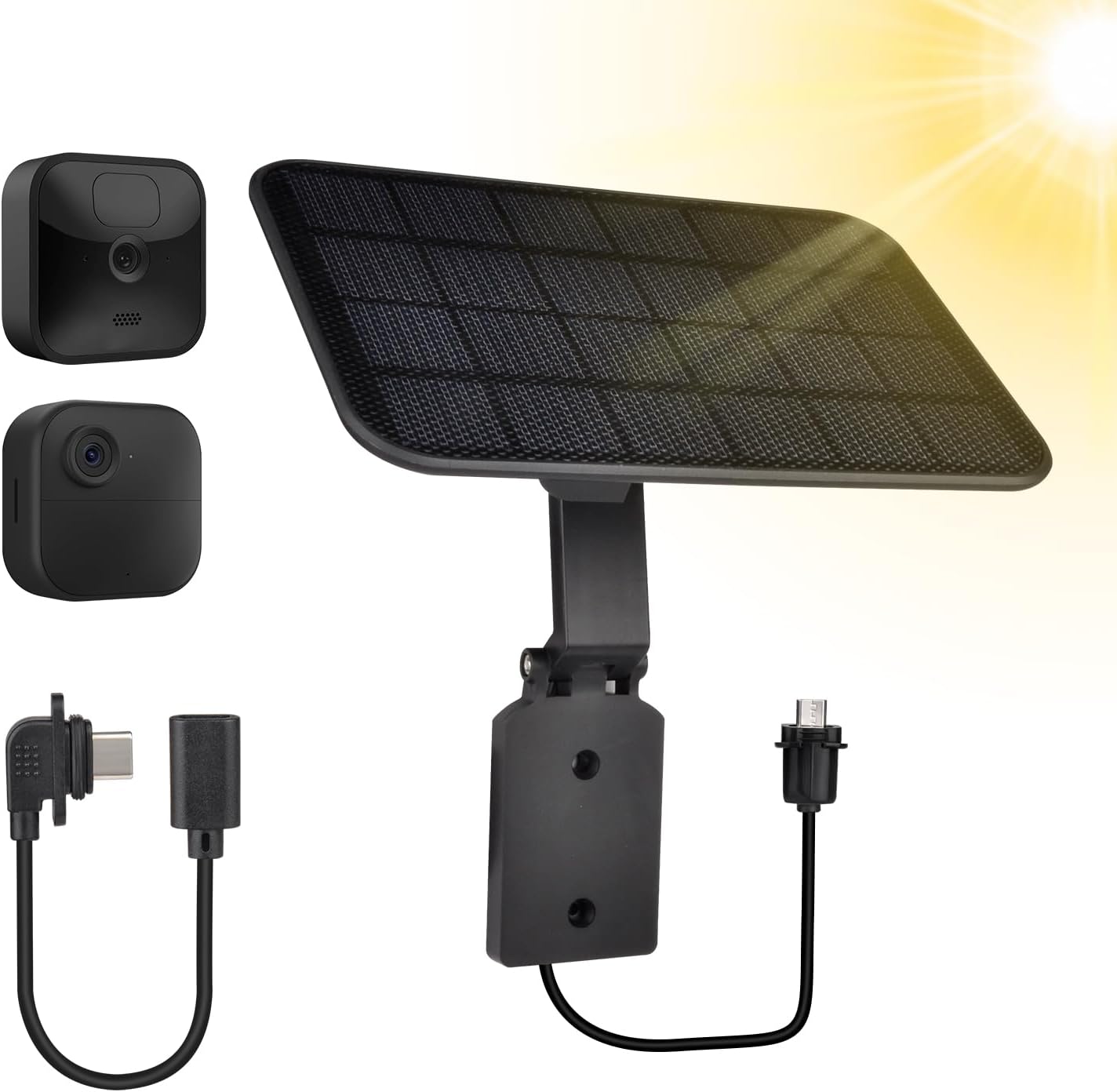 Solar Panel for Blink Outdoor 2K+/ Outdoor 4 (4th Gen)/and XT/XT2 Camera, 4W 5V with 9.84Ft Power Cable and Rechargeable Battery