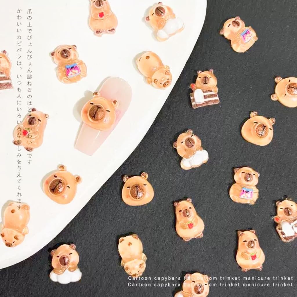 100PCS Mini Capybara Decor Resin Tiny capybaras for Crafts Micro Miniature Capybara for Fairy Garden Dollhouse Micro Landscaping Decoration