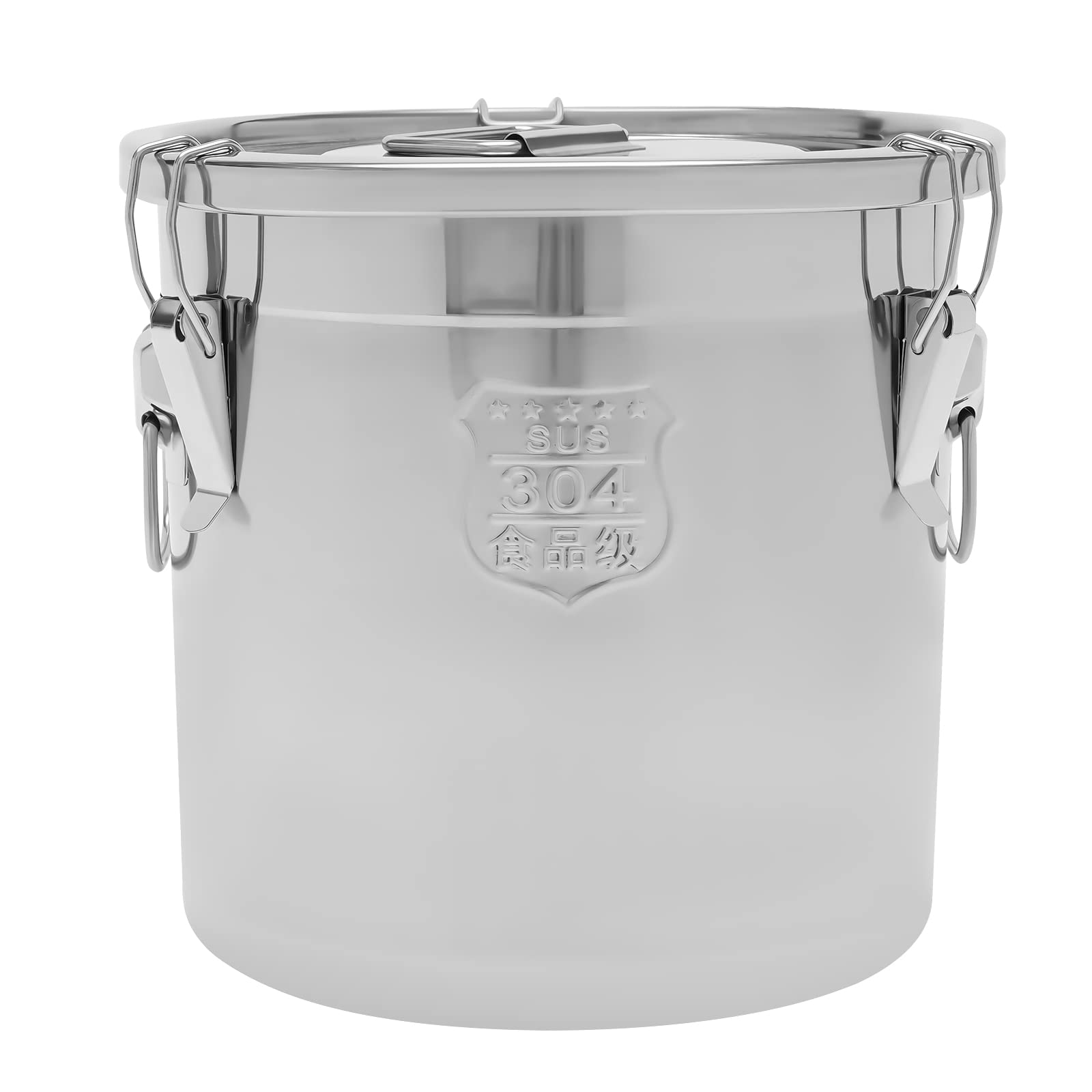 Contenitore ermetico per cereali da cucina, in acciaio inox, con coperchio e morsetto di bloccaggio (48 l)