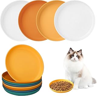 LLTLGF 12 Stück Katzennapf Flach,Runden Katzenteller,Bunt Katzenfutter Napfset,Plastik Bunt Fressnapf,Cat Plate für Futter und Wasser Katzenfutterschale,Cat Plate für Kätzchen und kurzbeinige Katzen product image