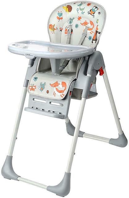 LIVINGbasics 3-in-1 High Chair for Baby | Foldable Baby Feeding Chair with Wheels, 6-Position Adjustable Seat Height, 3-Position Adjustable Food Tray, 33 lbs Cap