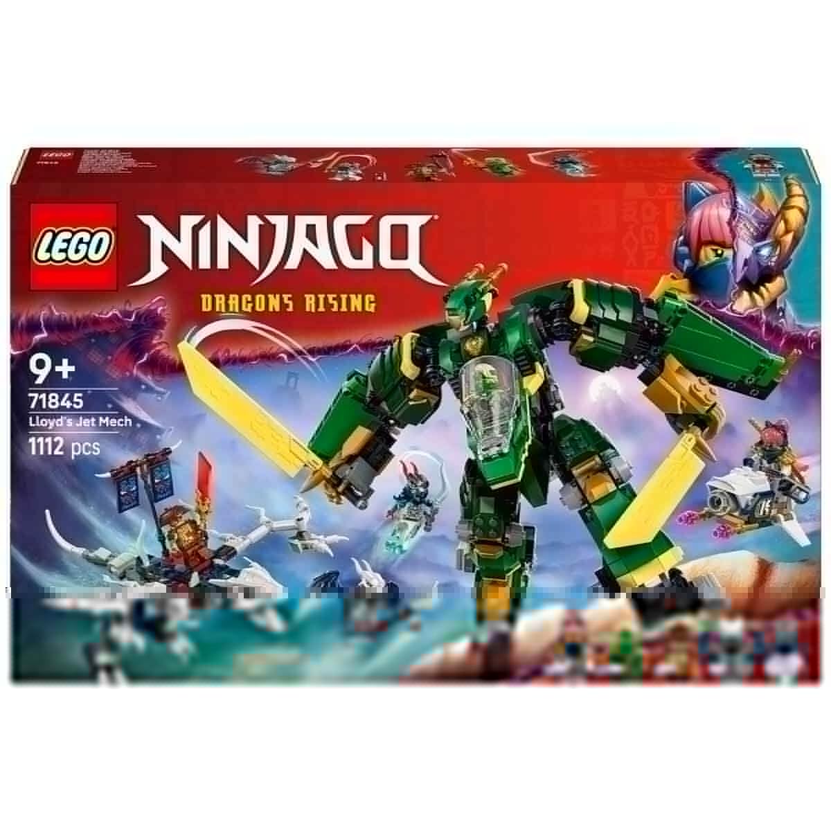 LEGO NINJAGO 2in1 Lloyds Jet-Mech - Spielzeug mit 5 Minifiguren, Drachen, Ausrüstung und fliegendem Motorrad - Geschenk für Jungen und Fans von Aufstieg der Drachen ab 9 Jahren 71845 | 2-in-1 Mech, verwandelt sich in Jet, 5 Minifiguren & Drachenfigur, Ges