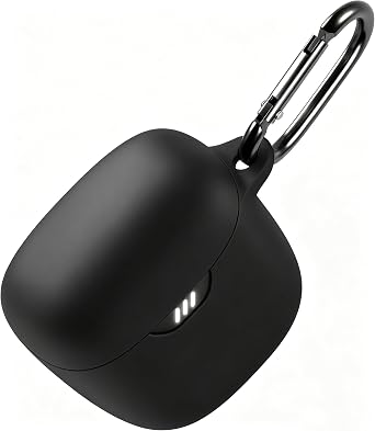 Geiomoo Silicone Case for JBL Tune Flex, Protective Cover with Carabiner Black