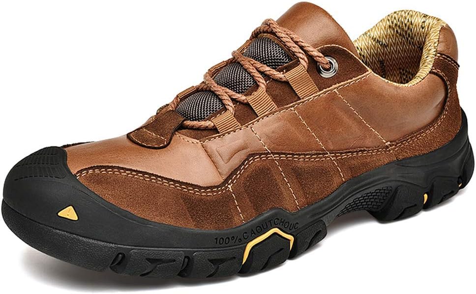 UPIShi Mens Walking Hiking Leather Boots Lightweight Breathable Outdoor Sneakers Trekking Casual Shoe