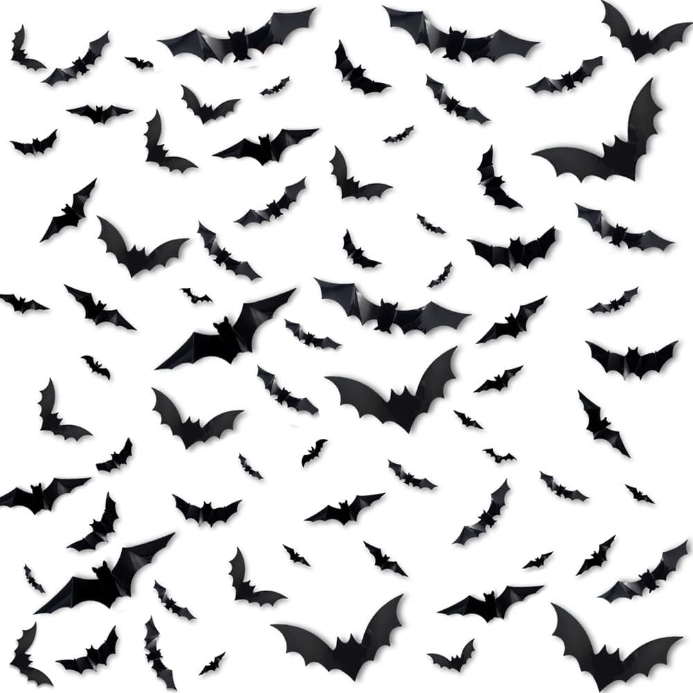 72 PCS 3D Bats Halloween Decorations, Bat Wall Decor Stickers for Home Decor Outdoor Indoor, Halloween Party Decorations, Halloween Bedroom Decor, Halloween Door Decorations, Halloween Party Supplies