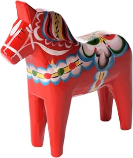 Traditional Swedish Dala Horse by Nils Olsson Hemslojd Ab | Hand Carved and Painted | Own a Piece of Swedish Tradition and History | 100% Wood | Classic Red with Saddle and Harness | 2” Tall (5cm)
