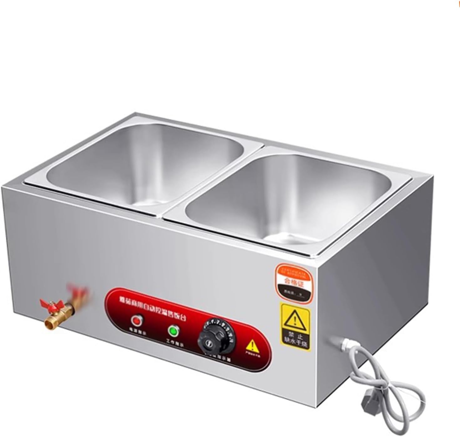 Olla eléctrica rectangular buffet con control de temperatura, acero inoxidable