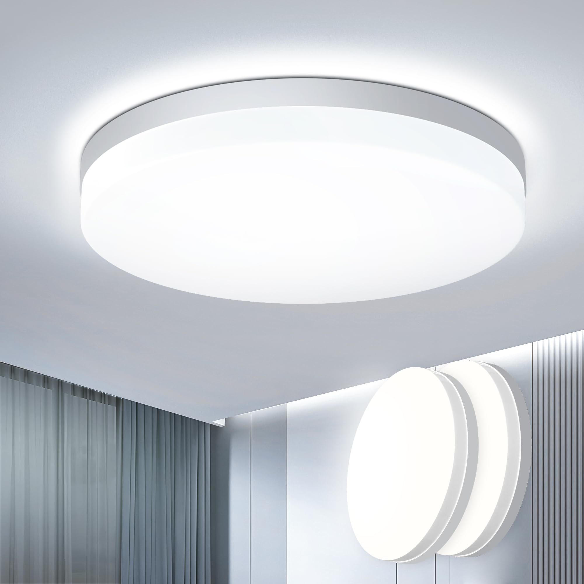 EASY EAGLE Plafon LED Techo, 50CM Superficie Panel Led 4000K, 52W Lámpara de Techo Moderna, Luz LED Techo Para Oficina Dormitorio Salon Cocina Comedor Balcón Baño, Redondo — view 32