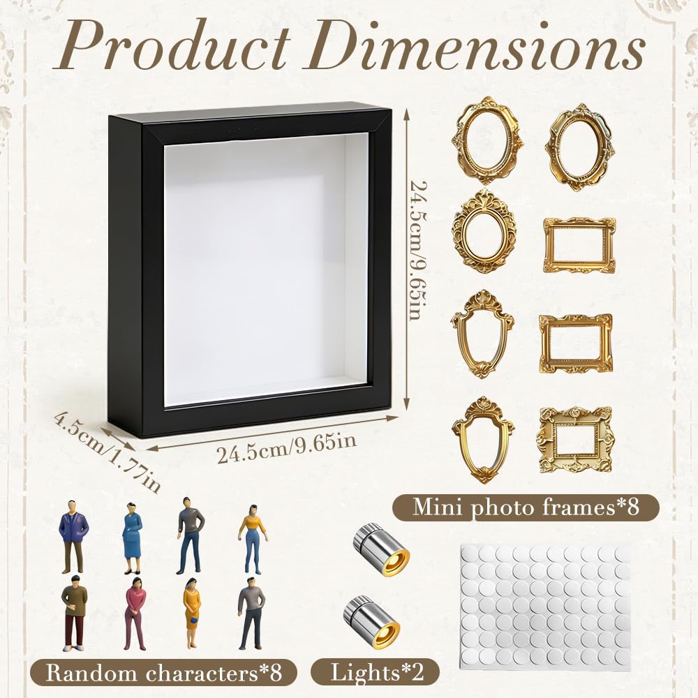 Mini Museum Bilderrahmen, SGZIOO DIY Mini Museum Silhouette Box mit Licht, Museum of Us Set, Tiefer Objektrahmen für Jahrestag, Hochzeit, Heimdekoration