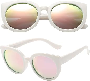 PolarSpex Toddler Polarized Cat Eye Sunglasses | UV400 Protection, Durable Flexible Frame, Lightweight Design, Felt Case Included, Girls Age 2-8, Travel & Outdoor Play