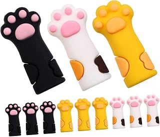 Hemobllo 12 piezas Funda Protectora de Silicona para Tijeras y Pinzas de Cutículas Diseño Gato Cubierta Anticaída Mango Ergonómico Colores Blanco Negro Amarillo Portátil y Segura para