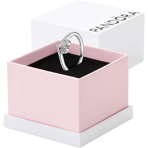 PANDORA Sparkling Wishbone Heart Ring