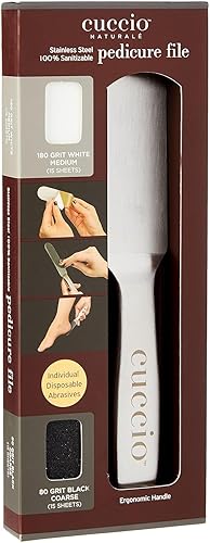 Cuccio Naturale - Kit de archivos de pedicura reutilizables de acero inoxidable con recambios adicionales