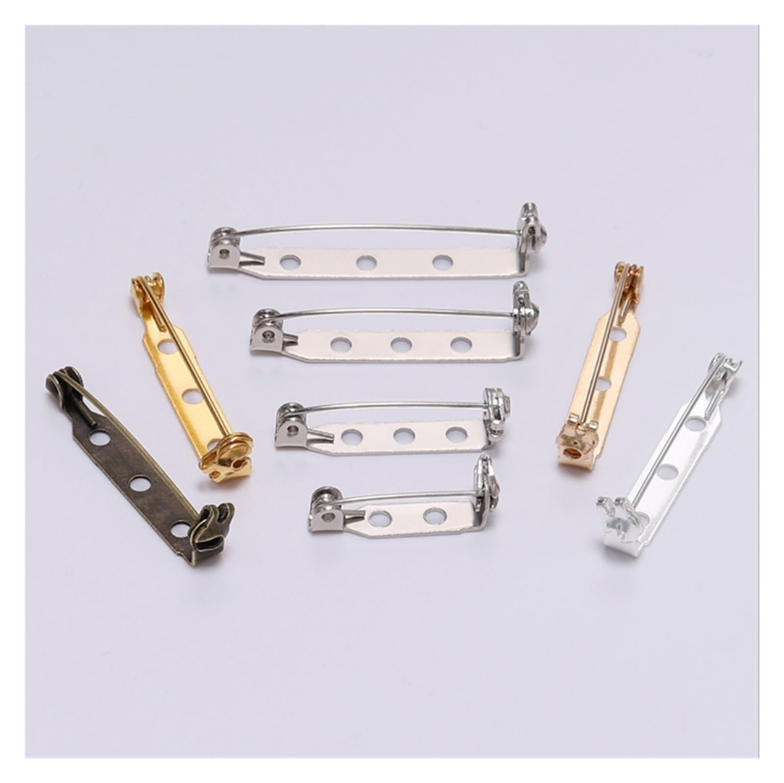 Veiligheidsspelden met zelfklevende achterkant, 50 stuks 20/25/32/38mm Pins Broche Base Backs Sluiting Badge Houder Broche for DIY Sieraden Maken (Silvery2,20mm