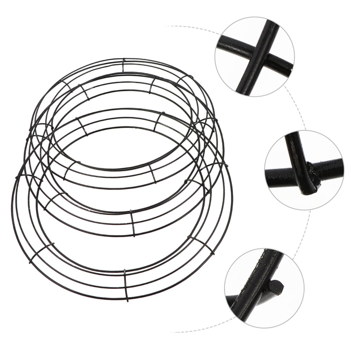 PRETYZOOM 3 Juegos Aro De Guirnalda Aros Artesanales Anillos De Macramé Coronas para Decorar Forma De Alambre para Hacer Coronas Colgador De Decorativo Black Planchar 4 Uds * 3
