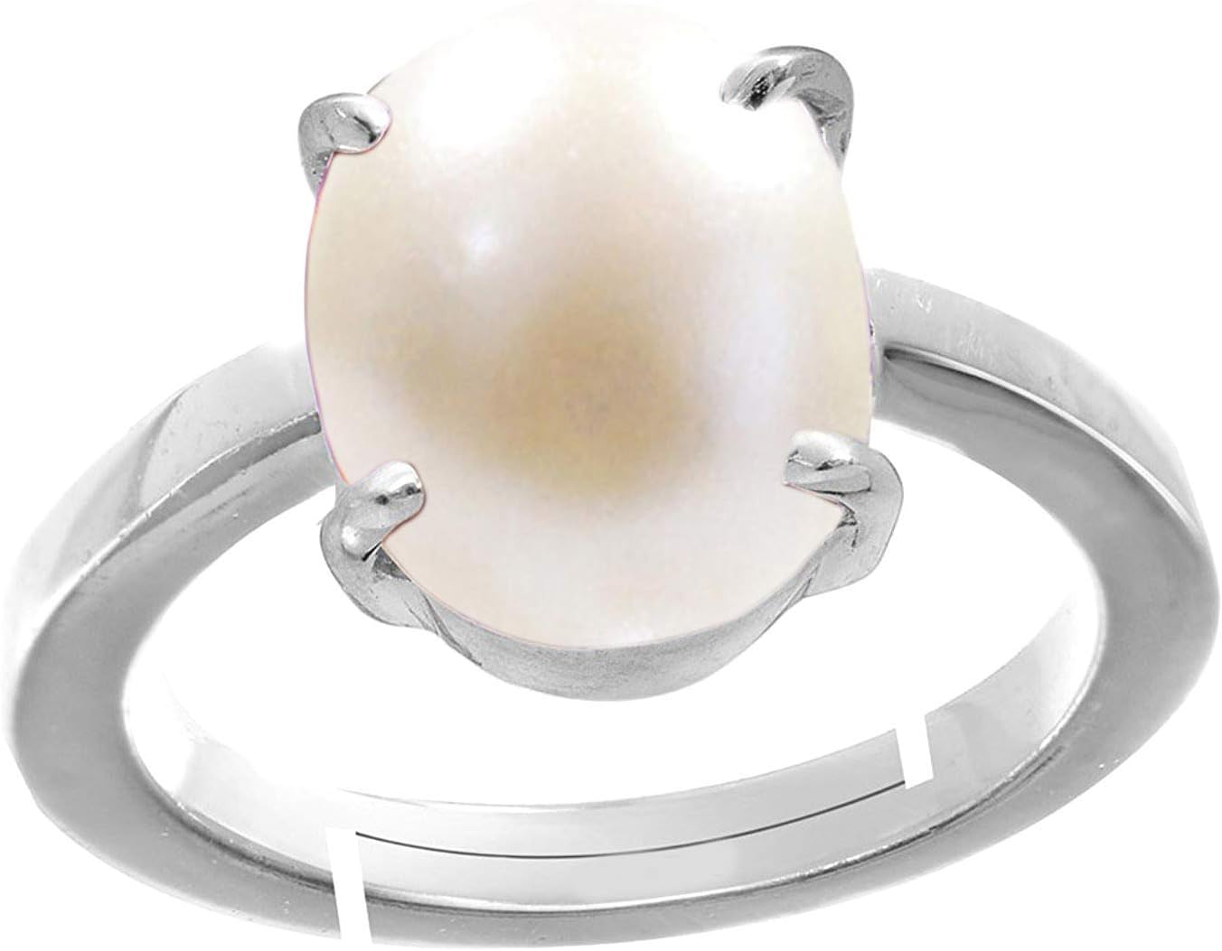 100% Certified Pearl 13.25 Ratti Natural Pearl Gemstone Original Certified moti Adjustable panchhdhaatu/Ashtadhatu Silver Ring for Men and Women