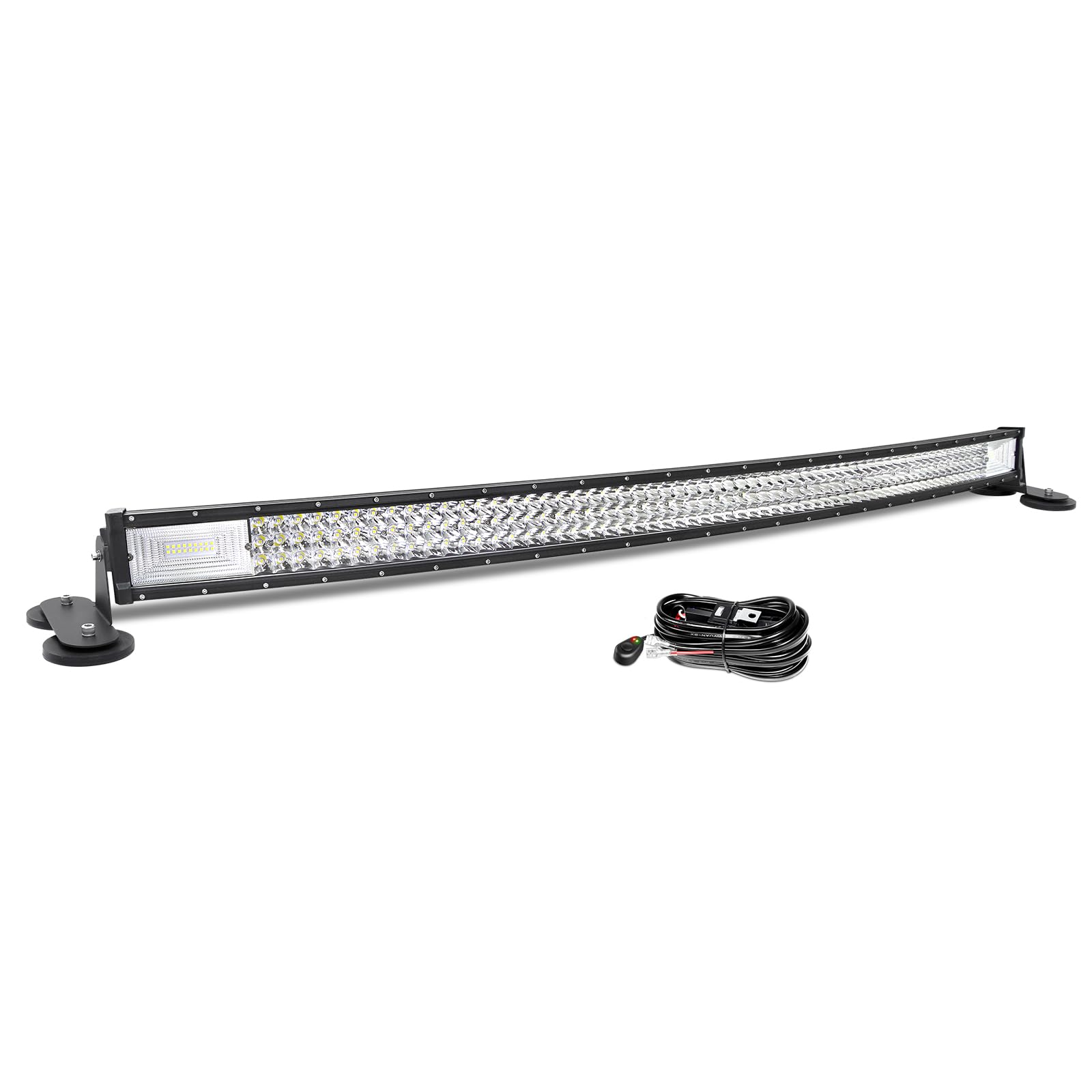 AUXTINGS 52 pollici 132 cm Curva Barra Led Fuoristrada, Con 12V Cablaggio y Supporto Magnetico Staffa,Barra Luce Led Esterno 6000K Per Auto Guida Trattore Camion SUV 4x4 Veicoli Offroad