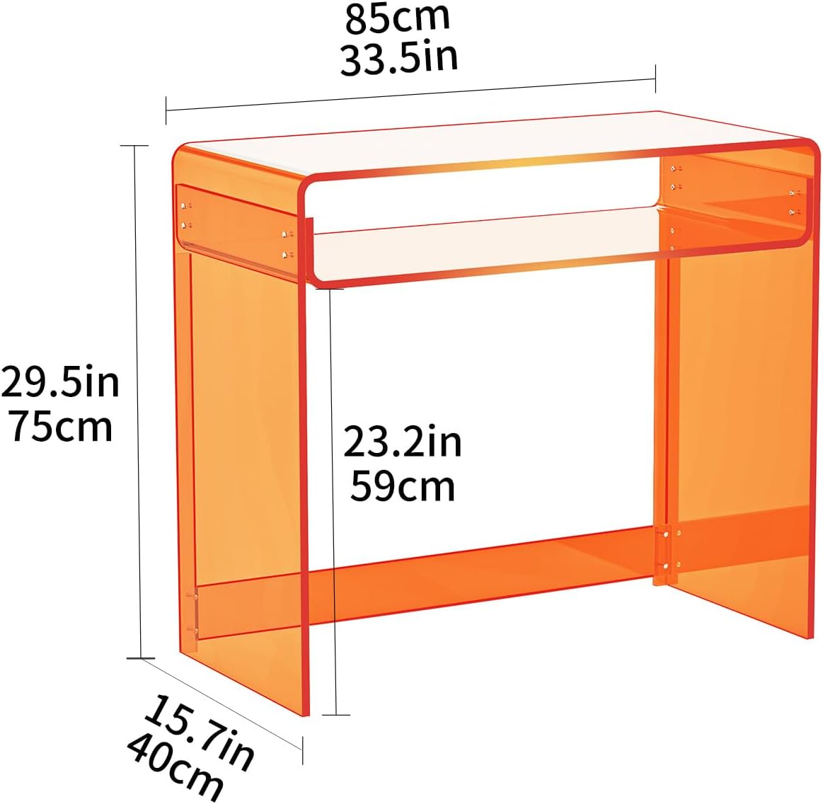 Acrylic Desk Laptop Study Table Home Office Console Table Entrance Tables, 33.5'' x 15.7'' x 29.5'' (Orange)