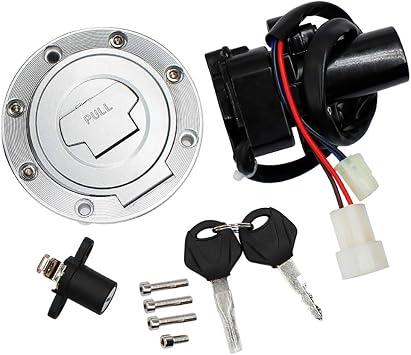 Motorcycle Ignition Switch Key Gas Fuel Tank Cap Lock Key Set Replacement for Yamaha XJ6 2009-2015/ FZ6R 2009-2014/ YZF-R6 2003-2005/ YZF-R1 2002-2003/ FJR1300 2004-2010