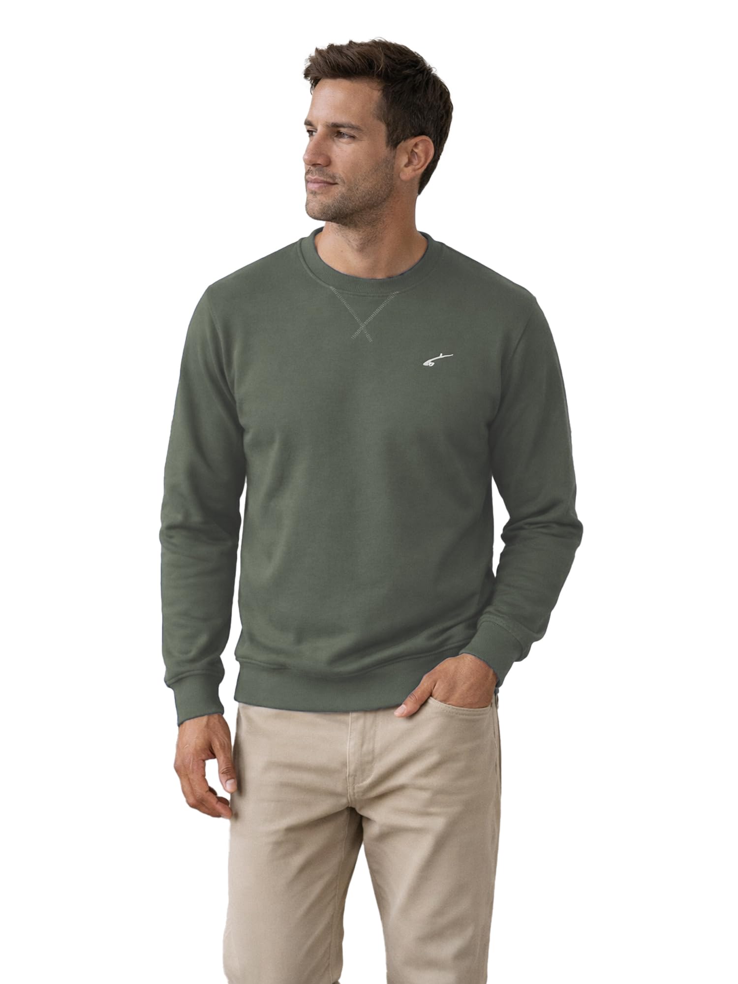 Yageshark Sweat-shirt à manches longues et col rond pour homme