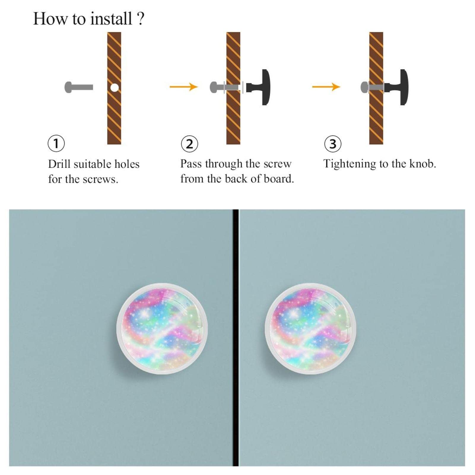 4er Set Glitzer Schrankknöpfe Regenbogen - Kristallglas Griffe Für Küche & Schränke