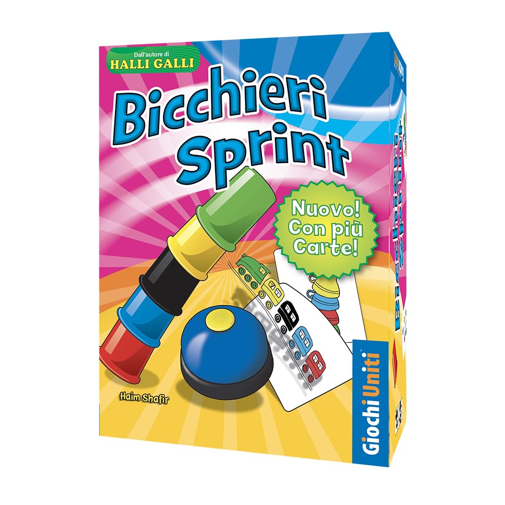 Giochi Uniti - Bicchieri Sprint Seconda Edizione, 2-4 giocatori, 6+Anni, Gioco da tavolo, Edizione italiana, GU797