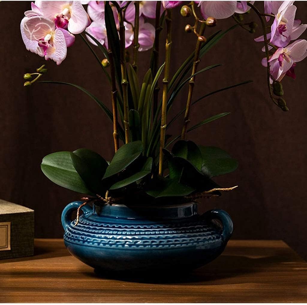 SDdPulse Orchidea artificiale con vaso in ceramica orchidee finte in seta, 50,8 cm, fiori artificiali Phalaenopsis orchidea artificiale per la casa, fiori finti molto naturali, giallo